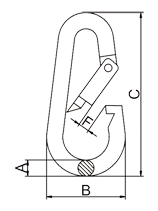 洋ナシ形のスナップフックの描画