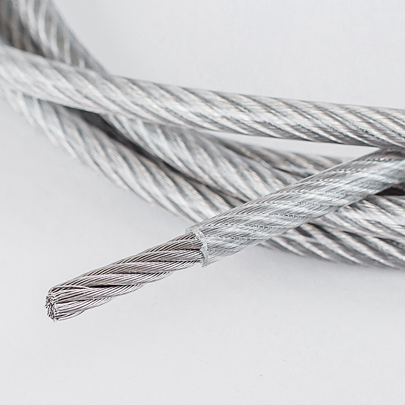 Premium transparent **PVC coated stainless steel wire rope** coil, 304 stainless steel core, for durable clotheslines and cable railing applications.