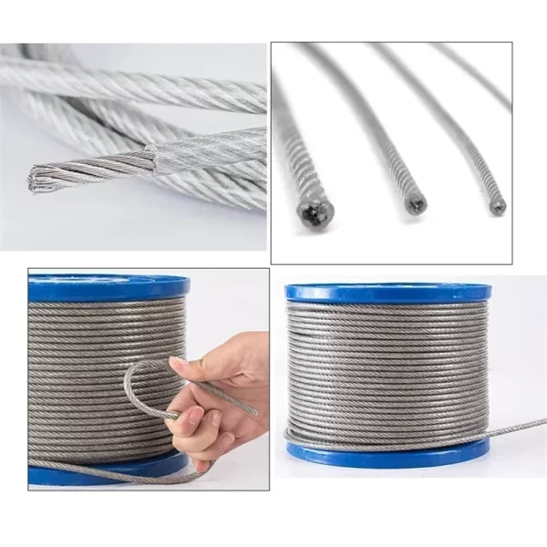 ⁦Superior Transparent PVC Coated Stainless Steel Wire Rope - Durable & Rustproof Cable for Clotheslines & DIY ✨⁩ - الصورة ⁦6⁩