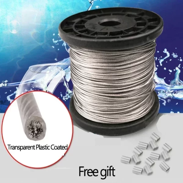 Superior Transparent PVC Coated Stainless Steel Wire Rope - Durable & Rustproof Cable for Clotheslines & DIY ✨